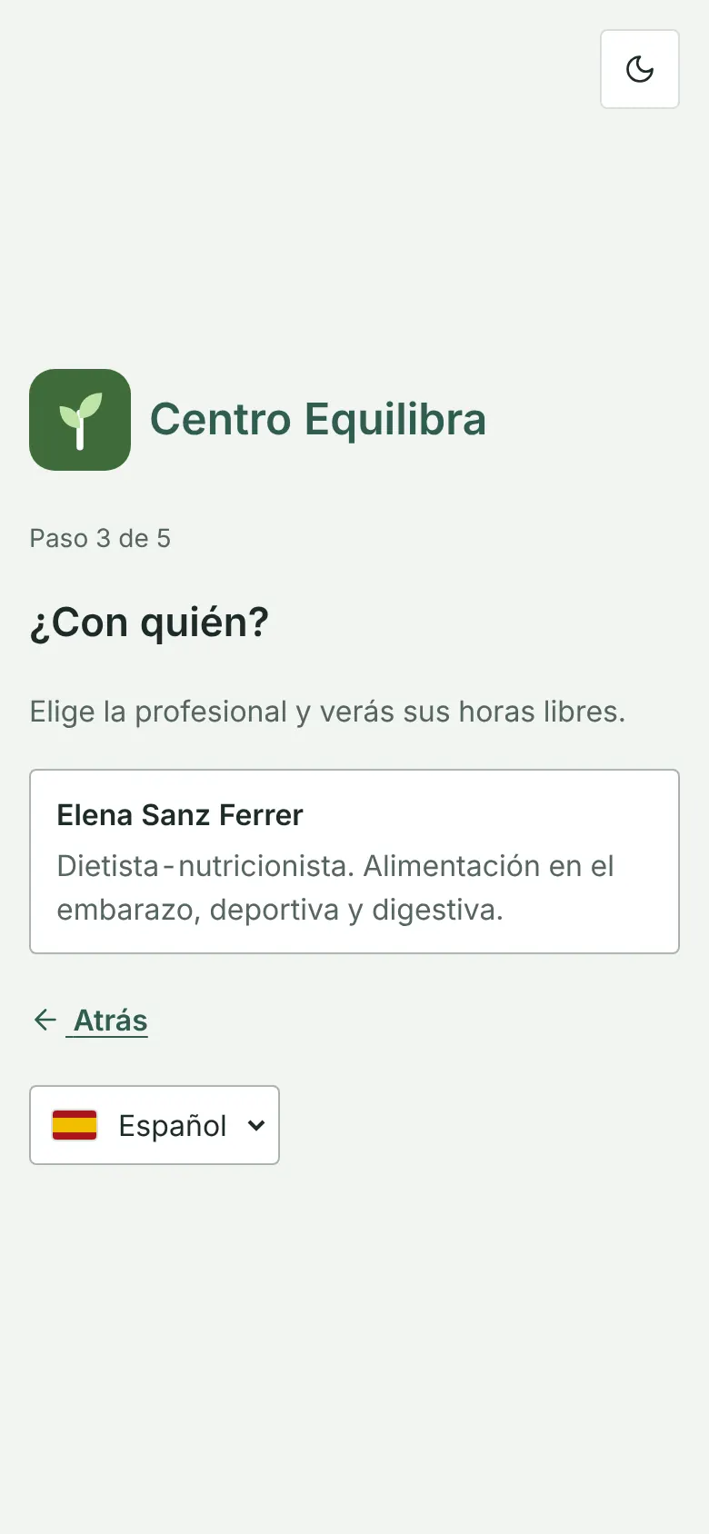Portal de reserves al mòbil: segon pas, triar amb quina professional